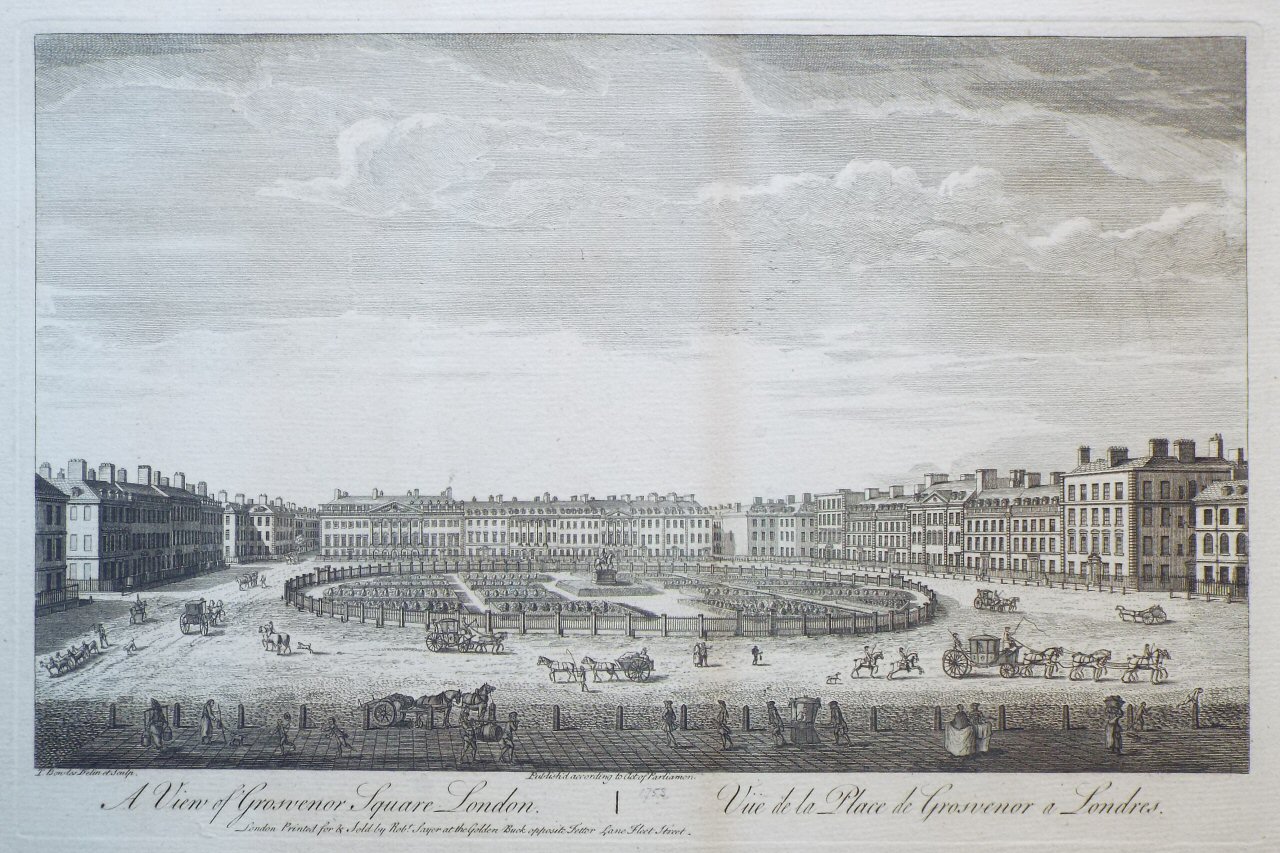 Print - A View of Grosvenor Square, London. Vue de la Place de Grosvenor a Londres.